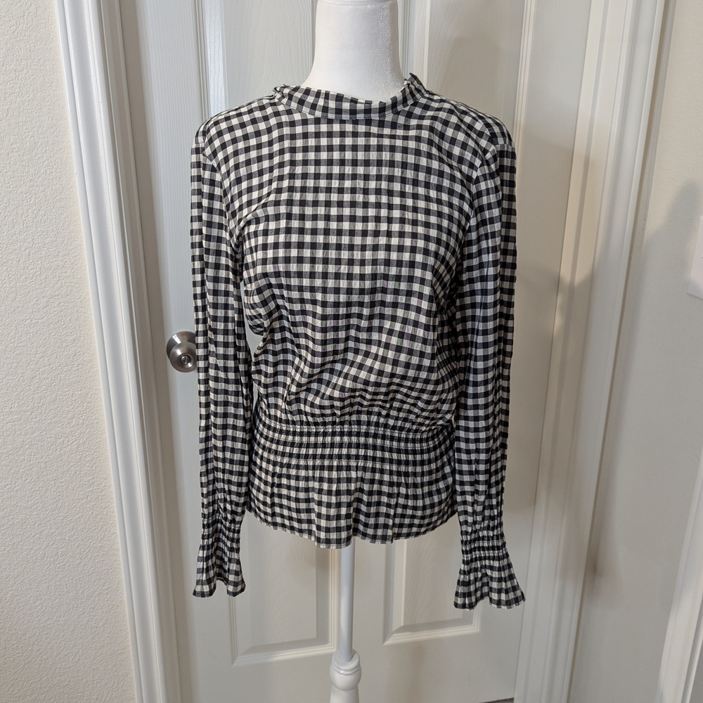 H&M Black and White Gingham Blouse